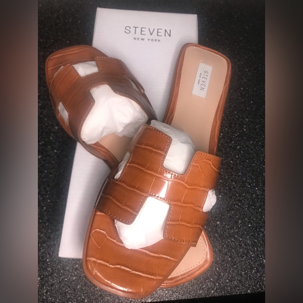 STEVEN NEW YORK—CROC Embossed Sandals.